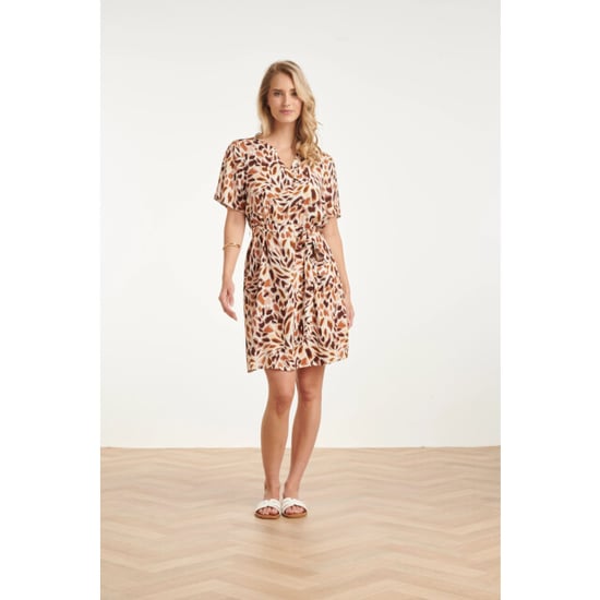 Smashed Lemon Elegante korte jurk met abstracte dierenprint | - Image 5