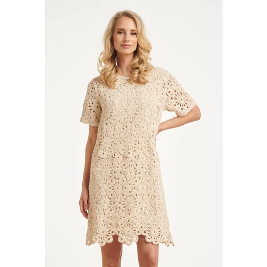 Smashed Lemon Elegante gehaakte jurk met bloemenprint in off-white | - Image 2