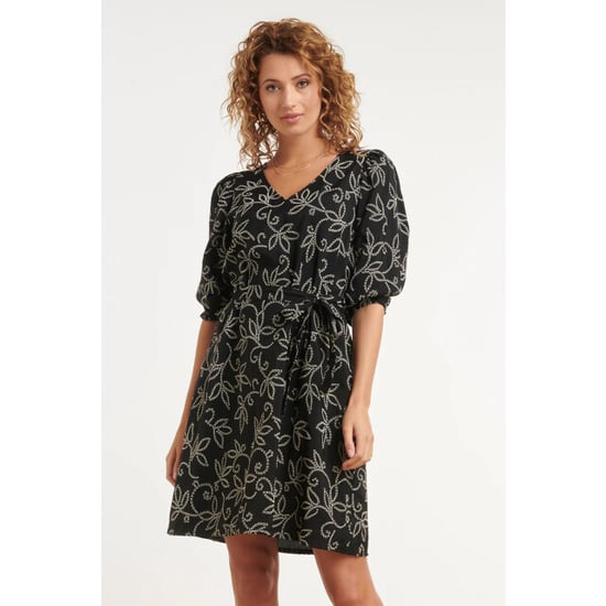 Smashed Lemon Elegante jurk met verfijnde bloem print en tailleceintuur | - Image 1
