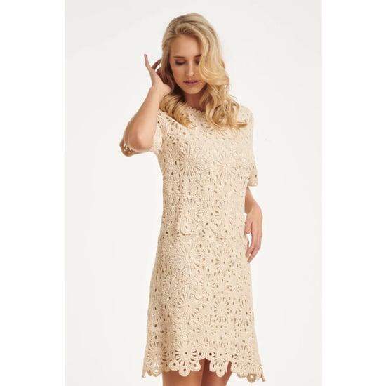 Smashed Lemon Elegante gehaakte jurk met bloemenprint in off-white | - Image 4
