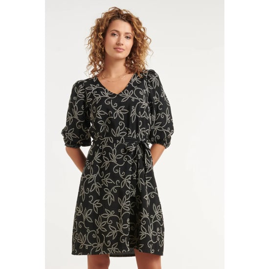 Smashed Lemon Elegante jurk met verfijnde bloem print en tailleceintuur | - Image 3