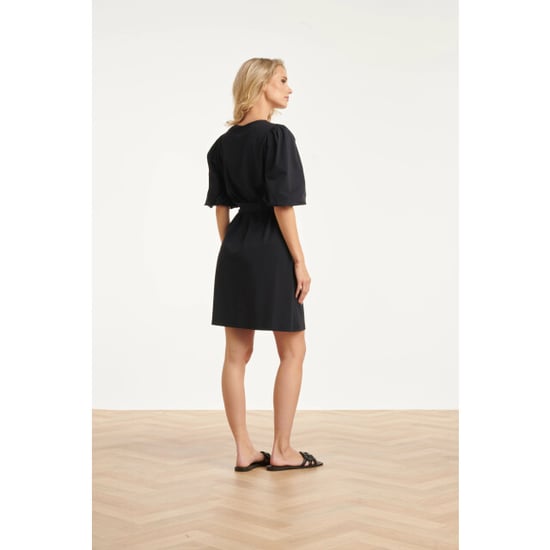 Smashed Lemon Korte travel kwaliteit v-hals jurk met ceintuur | - Image 5
