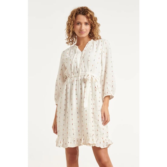 Smashed Lemon Witte jurk met subtiele multicolor details en ceintuur | - Image 1