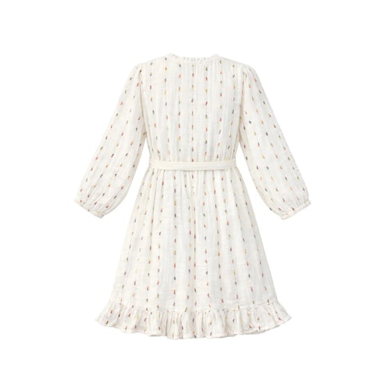 Smashed Lemon Witte jurk met subtiele multicolor details en ceintuur | - Image 2