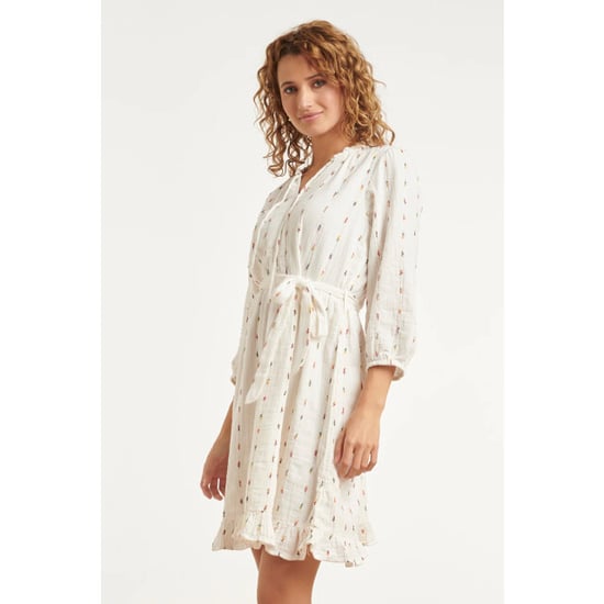 Smashed Lemon Witte jurk met subtiele multicolor details en ceintuur | - Image 6