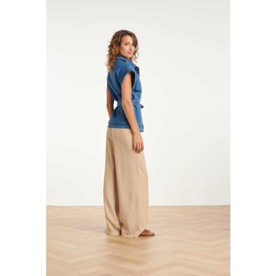 Smashed Lemon Denim gilet met knoopsluiting en kapmouwen | - Image 6