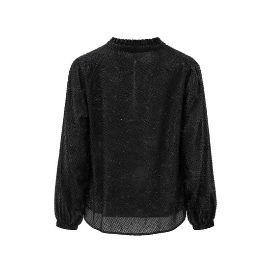 Smashed Lemon Zwarte blouse met lurex structuur en knoopsluiting | - Image 3