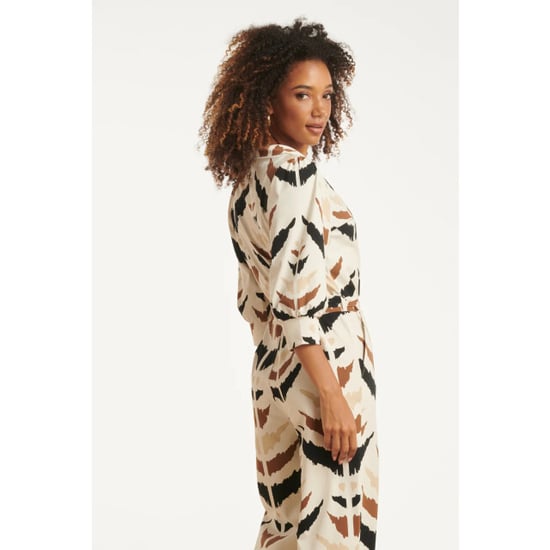 Smashed Lemon Travelstof jumpsuit met grafische aztec print in beige, zwart & bruin | - Image 2