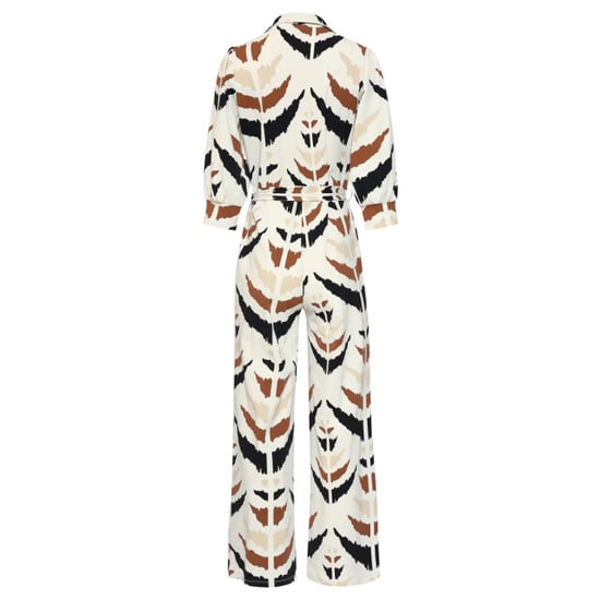 Smashed Lemon Travelstof jumpsuit met grafische aztec print in beige, zwart & bruin | - Image 5