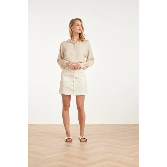 Smashed Lemon Denim mini-rok met knoopsluiting en steekzakken | - Image 3