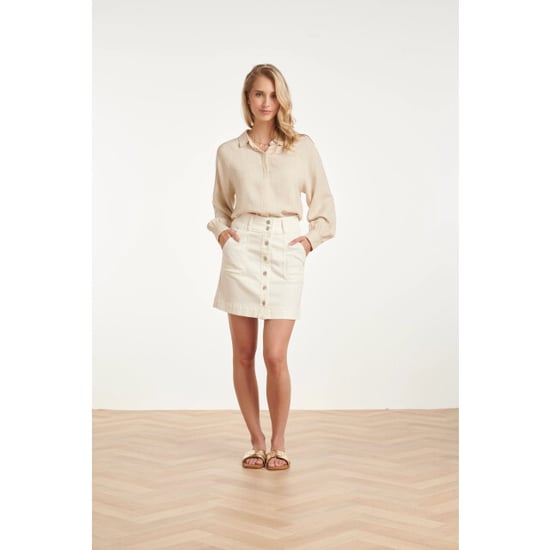 Smashed Lemon Denim mini-rok met knoopsluiting en steekzakken | - Image 5