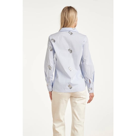 Smashed Lemon Gestreepte blouse met geborduurde bloemen en pailletten | - Image 4