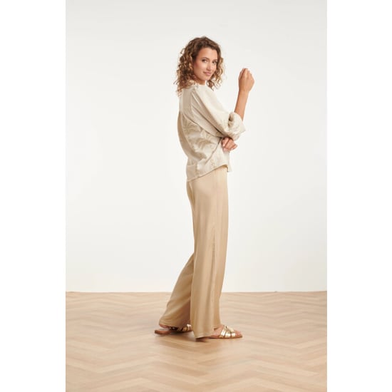 Smashed Lemon Dames blouse beige met geborduurde palmboom | - Image 3