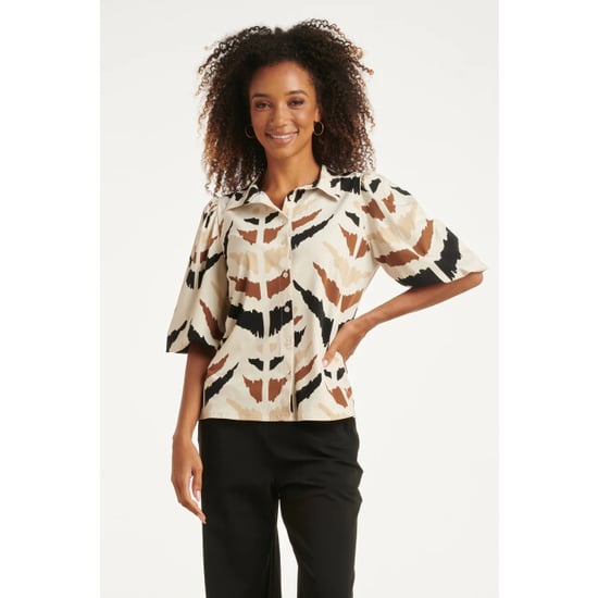 Smashed Lemon Travelstof blouse met grafische aztec print met korte mouw | - Image 1