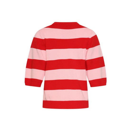 Smashed Lemon Gestreepte knit trui – rood & roze colourblock | - Image 4