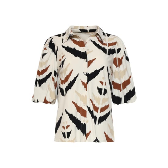 Smashed Lemon Travelstof blouse met grafische aztec print met korte mouw | - Image 2