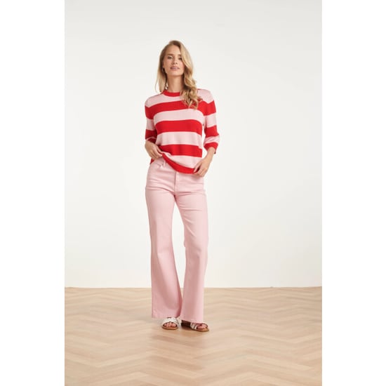 Smashed Lemon Gestreepte knit trui – rood & roze colourblock | - Image 6