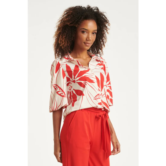 Smashed Lemon Travel blouse met rode bloemprint en korte pofmouw | - Image 4
