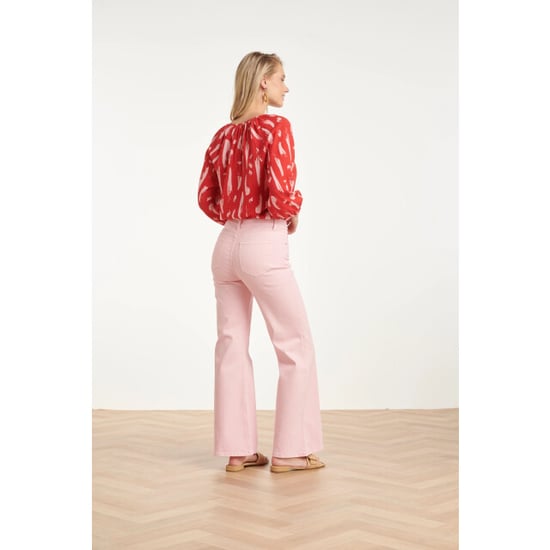 Smashed Lemon Top met abstracte streep print in rood met roze | - Image 6