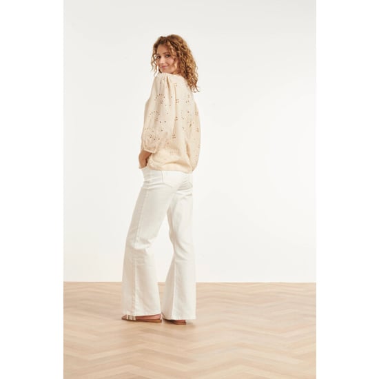 Smashed Lemon Crème blouse met broderie details en lange mouwen | - Image 6