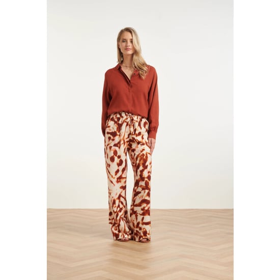 Smashed Lemon Wijde broek met tie-dye look print in bruin en roze | - Image 1