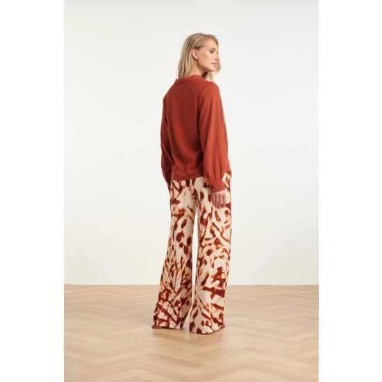 Smashed Lemon Wijde broek met tie-dye look print in bruin en roze | - Image 4