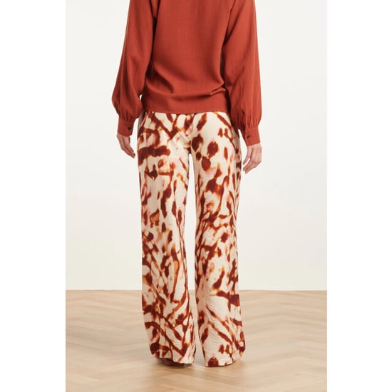 Smashed Lemon Wijde broek met tie-dye look print in bruin en roze | - Image 6