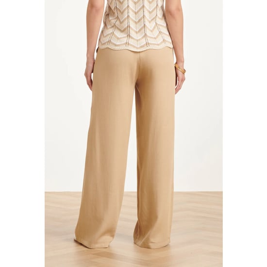 Smashed Lemon Luchtige wide leg broek in zandkleur – stijlvolle essentials | - Image 5
