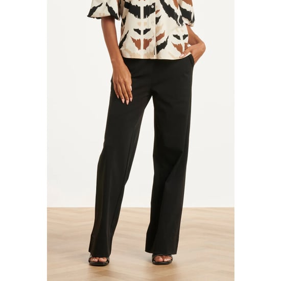 Smashed Lemon Wijde pantalon in comfortabele travelstof met strikceintuur | - Image 5