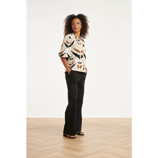 Smashed Lemon Wijde pantalon in comfortabele travelstof met strikceintuur | - Image 6