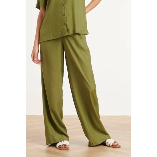 Smashed Lemon Stijlvolle wide-leg broek met gladde tailleband | - Image 3