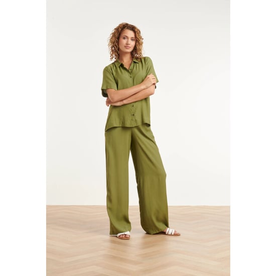 Smashed Lemon Stijlvolle wide-leg broek met gladde tailleband | - Image 4