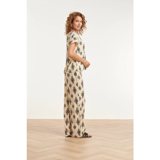 Smashed Lemon Beige broek met zwarte aztec print | - Image 4