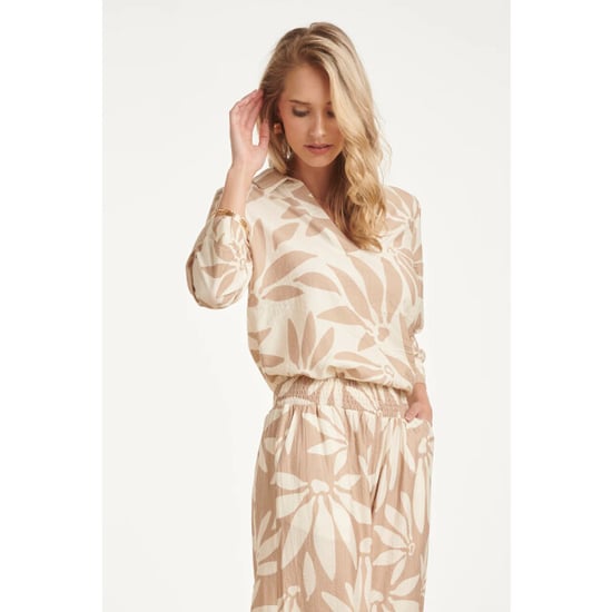 Smashed Lemon Top met v-hals en bloemprint beige/wit | - Image 5