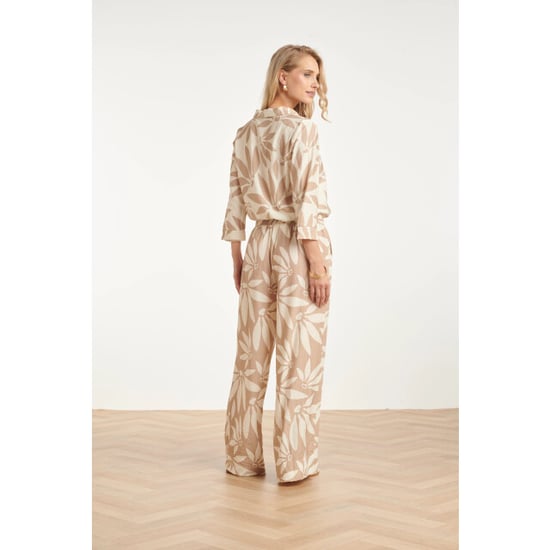 Smashed Lemon Top met v-hals en bloemprint beige/wit | - Image 6