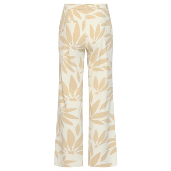 Smashed Lemon Wijde dames broek met beige print in travel kwaliteit | - Image 3