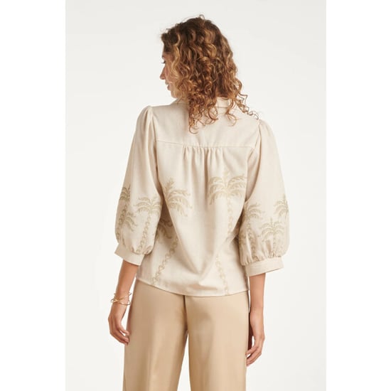 Smashed Lemon Dames blouse beige met geborduurde palmboom | - Image 6
