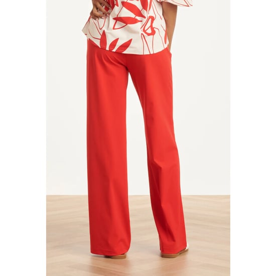 Smashed Lemon Wijde pantalon in comfortabele travelstof met strikceintuur | - Image 4