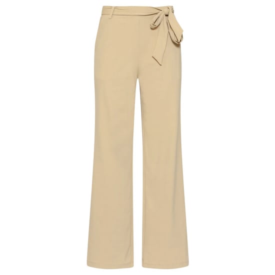 Smashed Lemon Wijde pantalon in comfortabele travelstof met strikceintuur | - Image 3