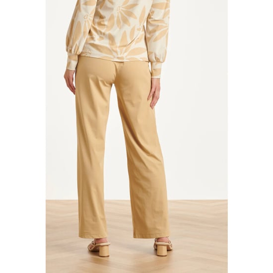 Smashed Lemon Wijde pantalon in comfortabele travelstof met strikceintuur | - Image 6