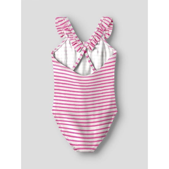 Name It Meisjes badpak nkfzippa roze/wit gestreept - Image 4