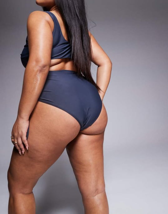 ASOS DESIGN Curve Sierra high waist bikini bottom with ties in slate grey - Image 2