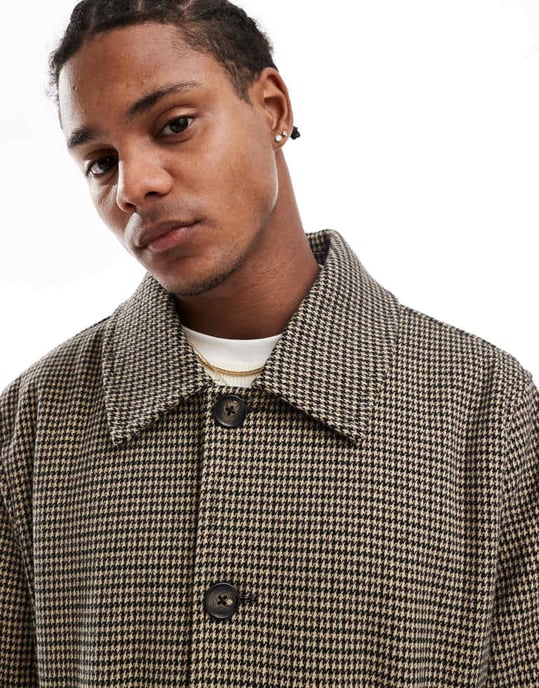 Cotton On houndstooth check relaxed trench coat - Image 3