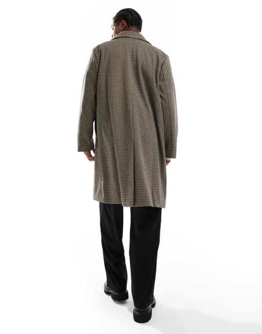 Cotton On houndstooth check relaxed trench coat - Image 4