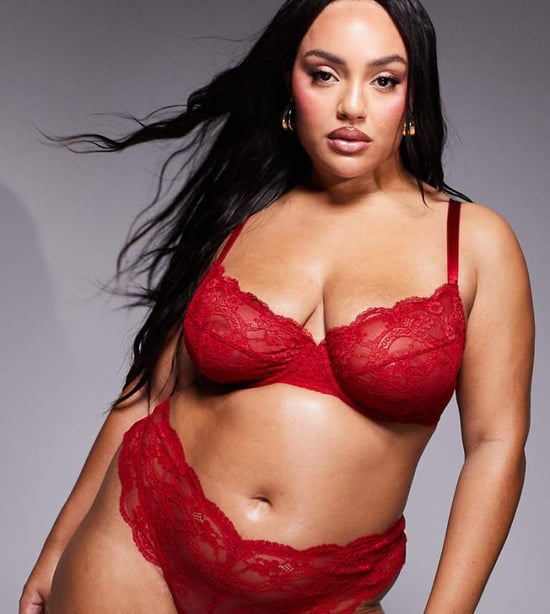 ASOS DESIGN Curve Lola lace underwired bra in red - Image 1