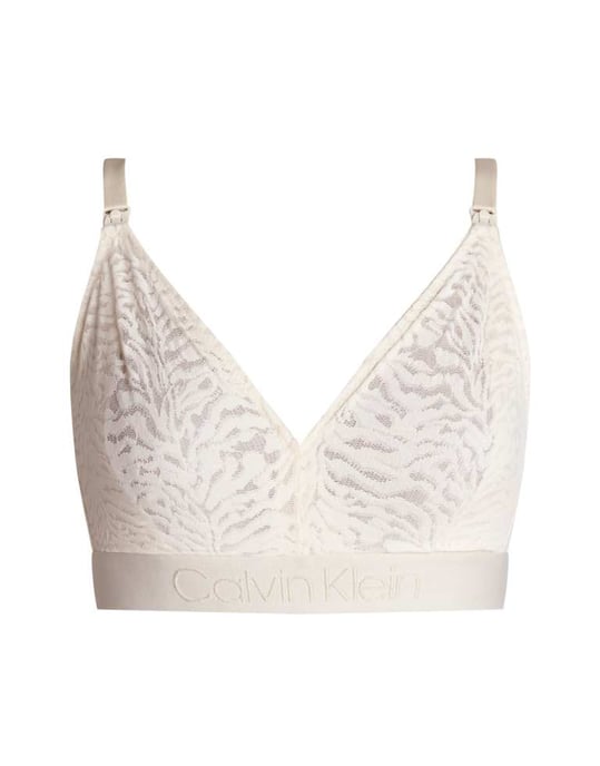 Calvin Klein Maternity Intrinsic CK logo unlined triangle plunge patterned bralette in white - Image 2