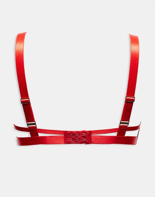 Bluebella Ariana wired bra with strapping details in red - Image 2