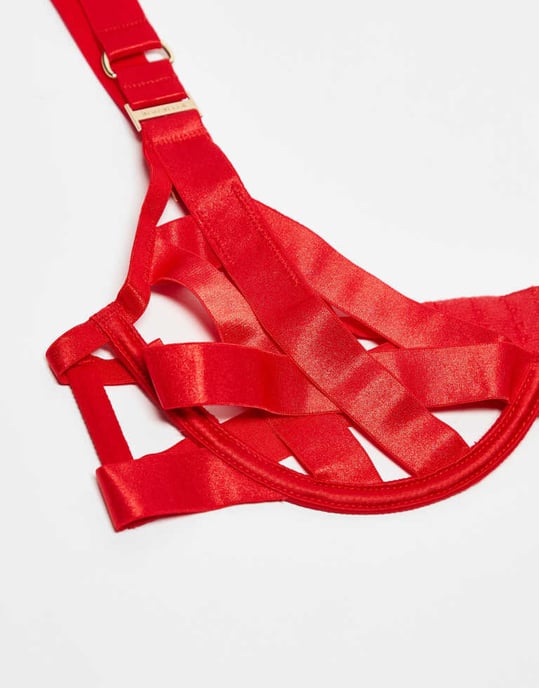 Bluebella Ariana wired bra with strapping details in red - Image 3