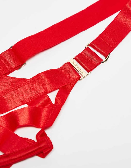 Bluebella Ariana wired bra with strapping details in red - Image 4