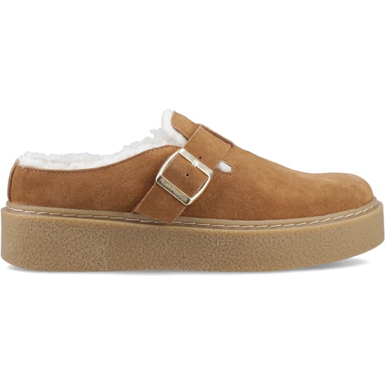 Hush Puppies Blanche Fur Womens Mules Sandals Tan - Image 1